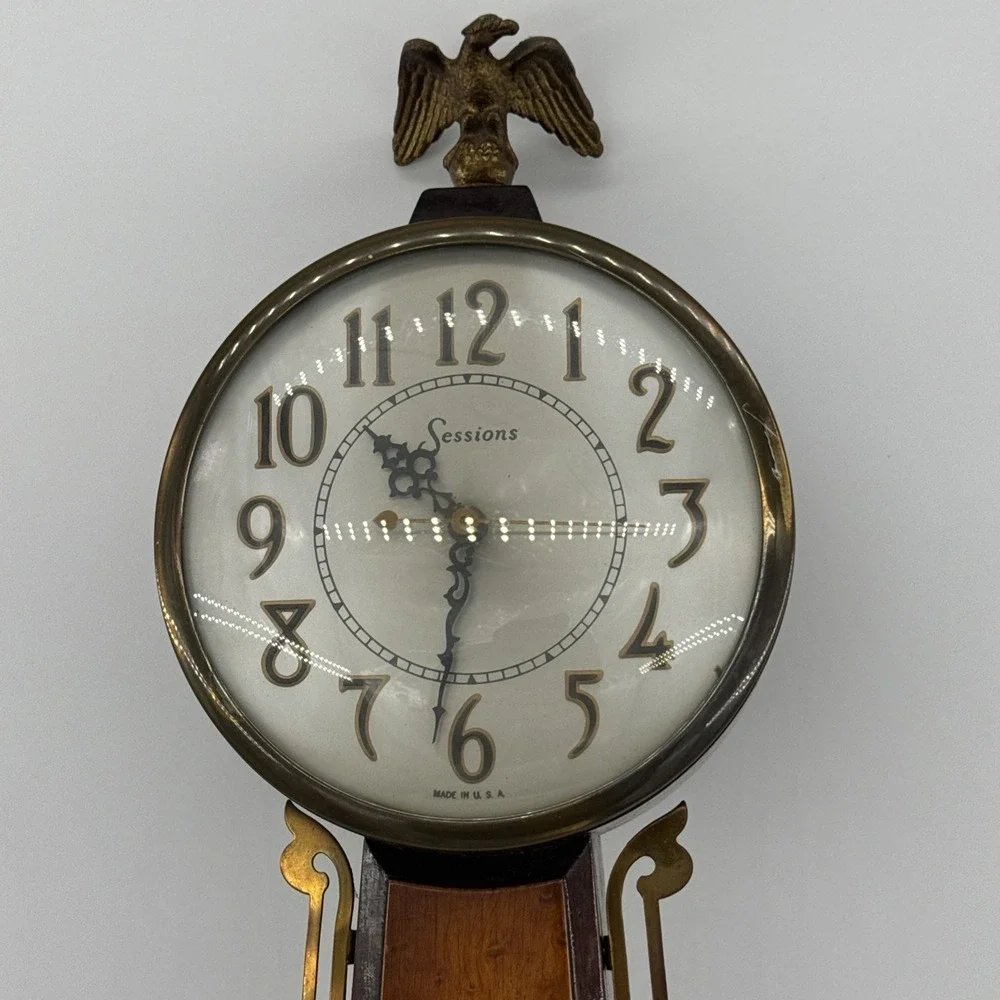 Sessions Banjo Clock Quartz Mt. Vernon Model 2W Vintage 40s Restored Works
